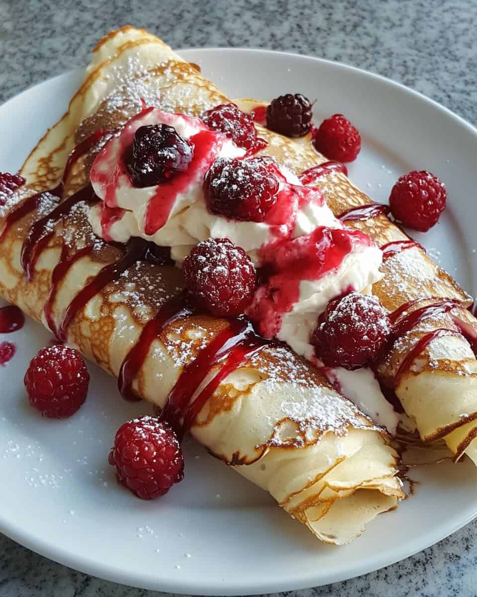 Delightful Berry-Filled Crepes with Whipped Cream