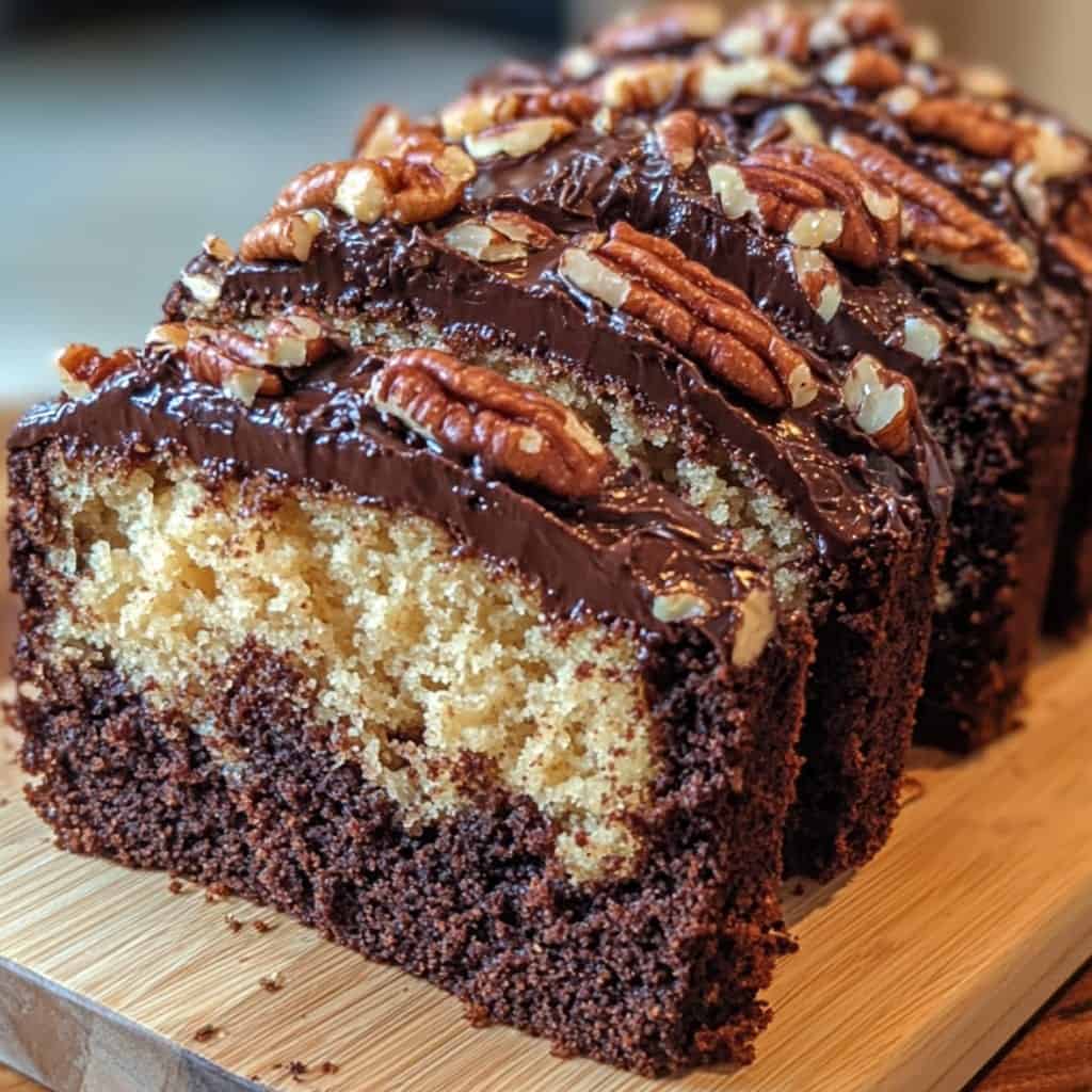 Marble Loaf Cake with Chocolate Pecan Topping – A Perfect Blend of Flavors