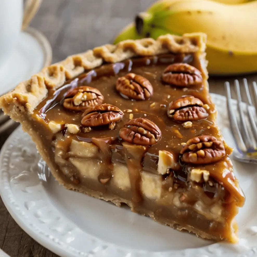 No-Bake Banana Caramel Pecan Pie