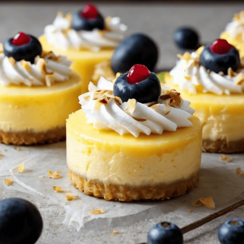 Mini Lemon Cheesecakes with Blueberry Topping
