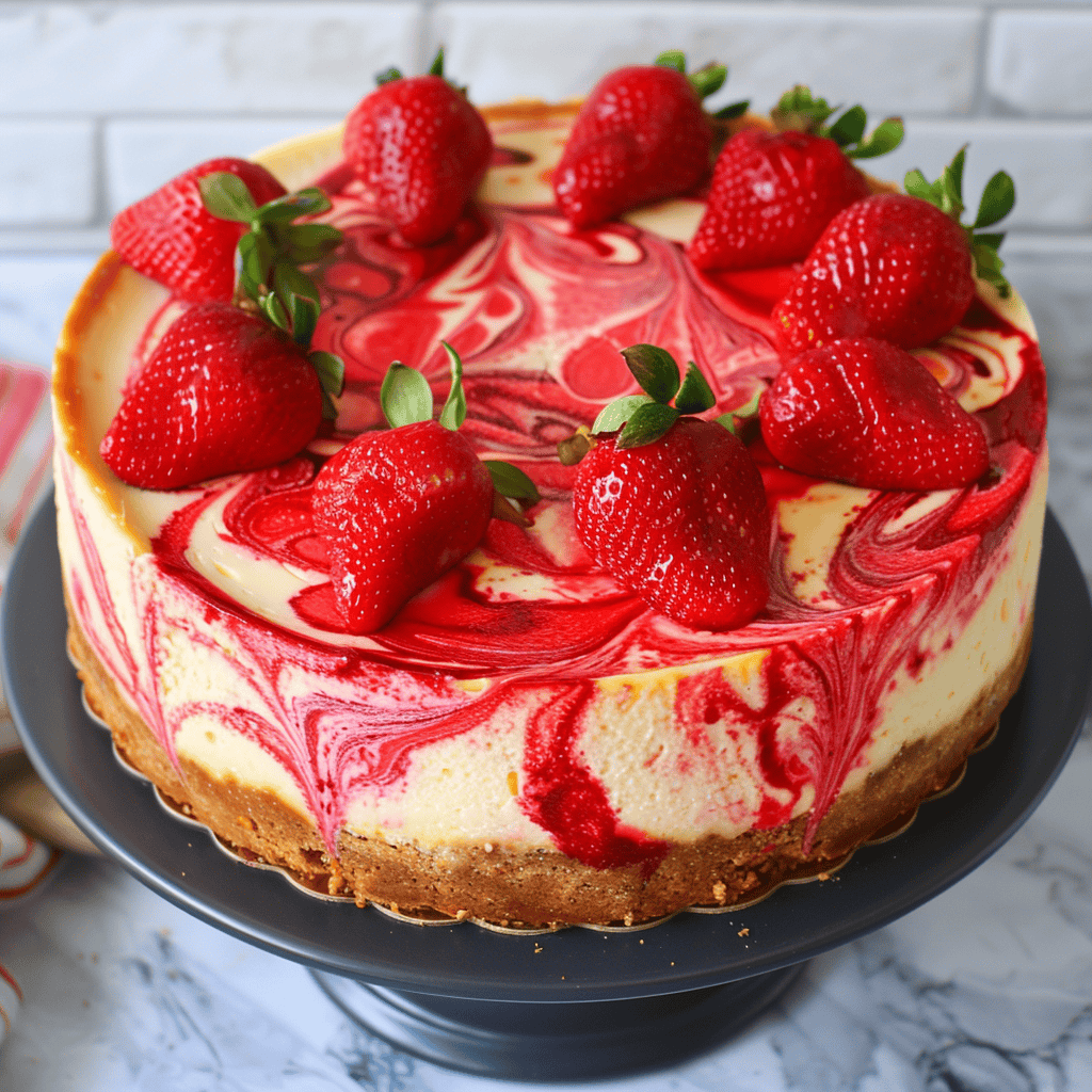 Strawberry Swirl Cheesecake
