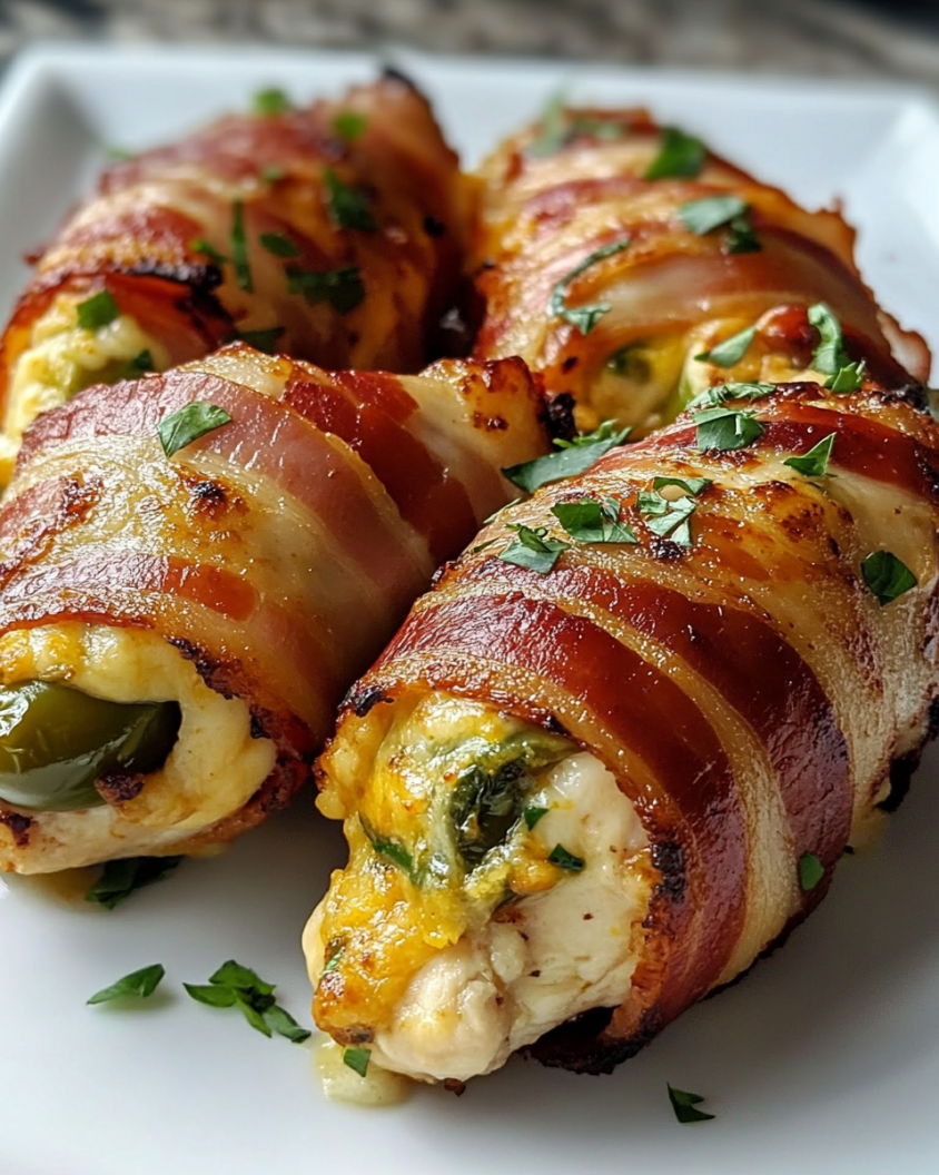 Bacon-Wrapped Jalapeño Popper Stuffed Chicken