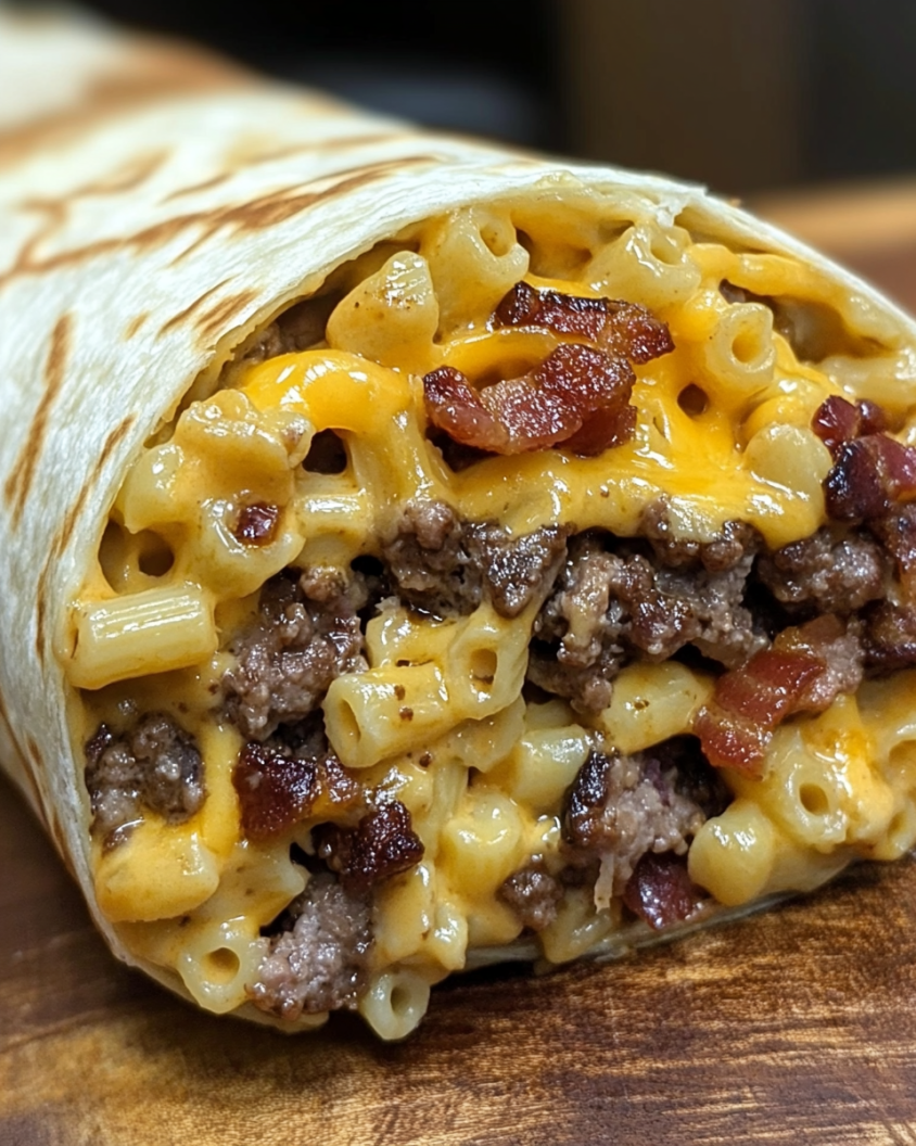 Bacon Macaroni Cheeseburger Wrap