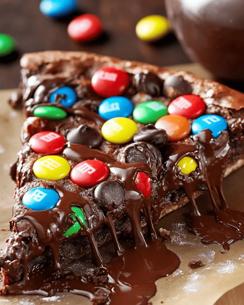 M&M Chocolate Brownie Pizza
