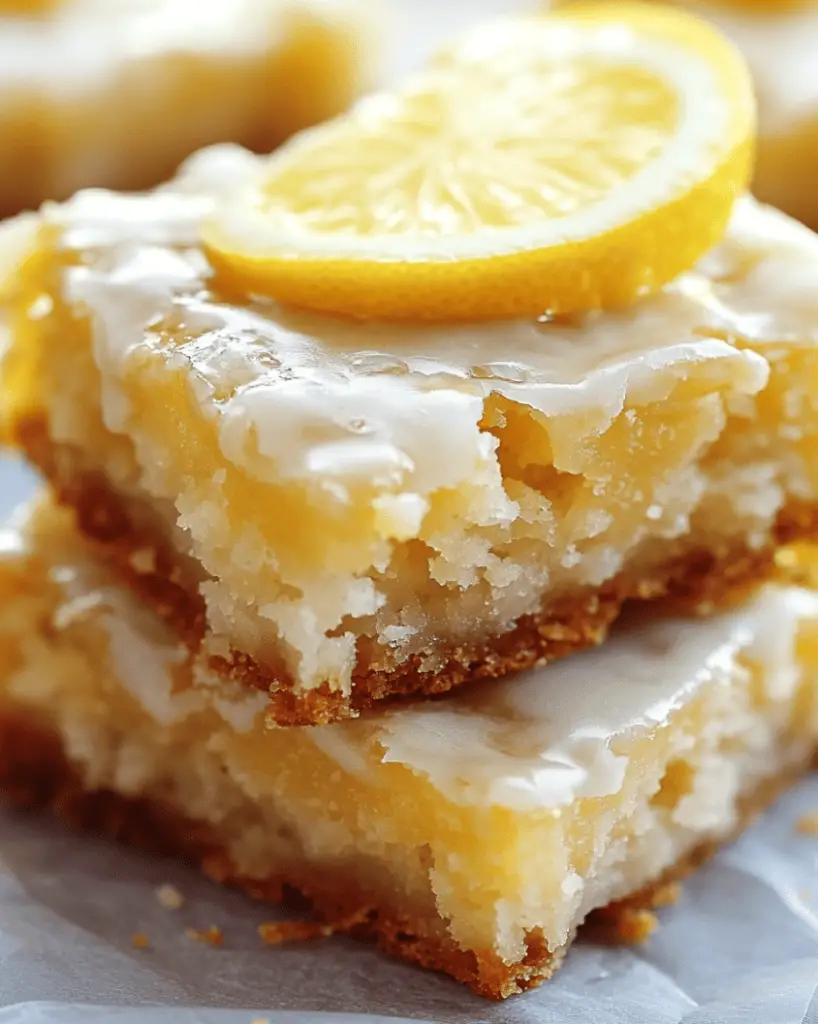 Lemon Brownies with Lemon Glaze