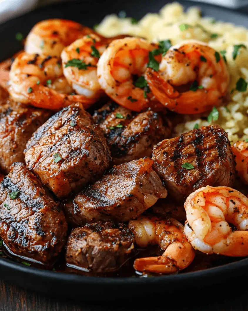 Blackened Steak and Shrimp Scampi