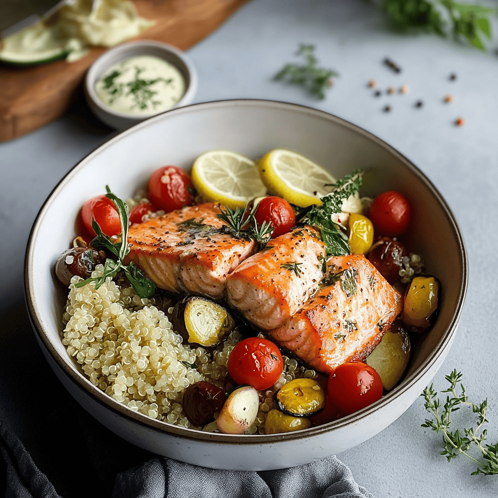 Quick Mediterranean Baked Salmon & Quinoa Bowls Recipe