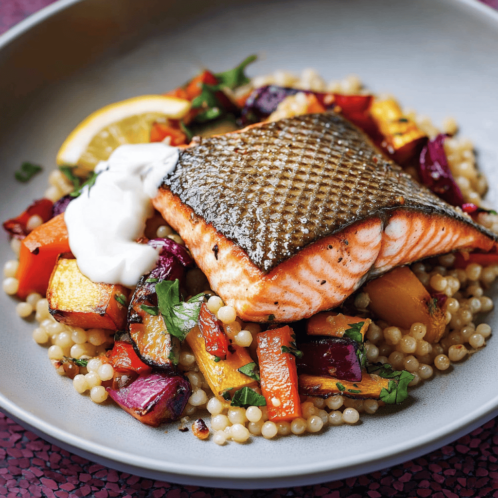 Delicious Seared Salmon & Pearl Couscous Recipe