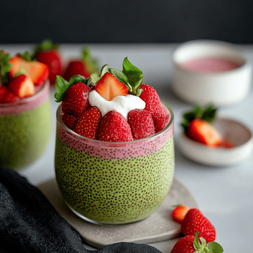 Strawberry Matcha Chia Pudding