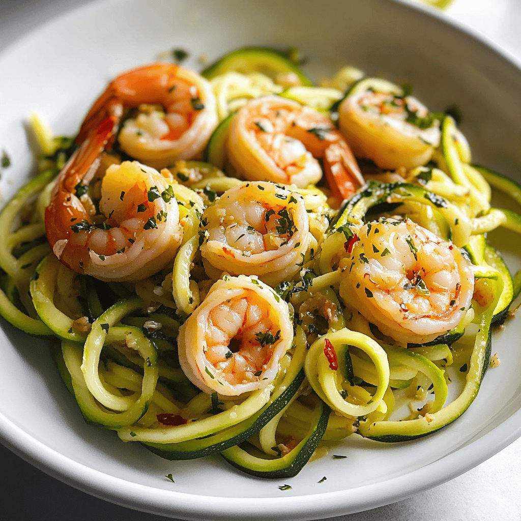 Zucchini Noodles with Garlic Shrimp