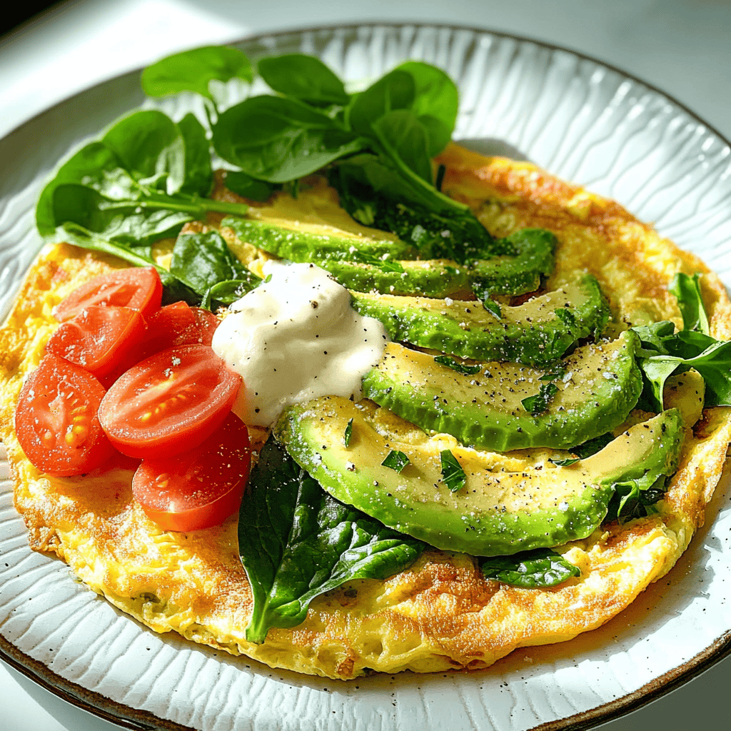 Spinach Avocado Open Omelette- all time breakfast