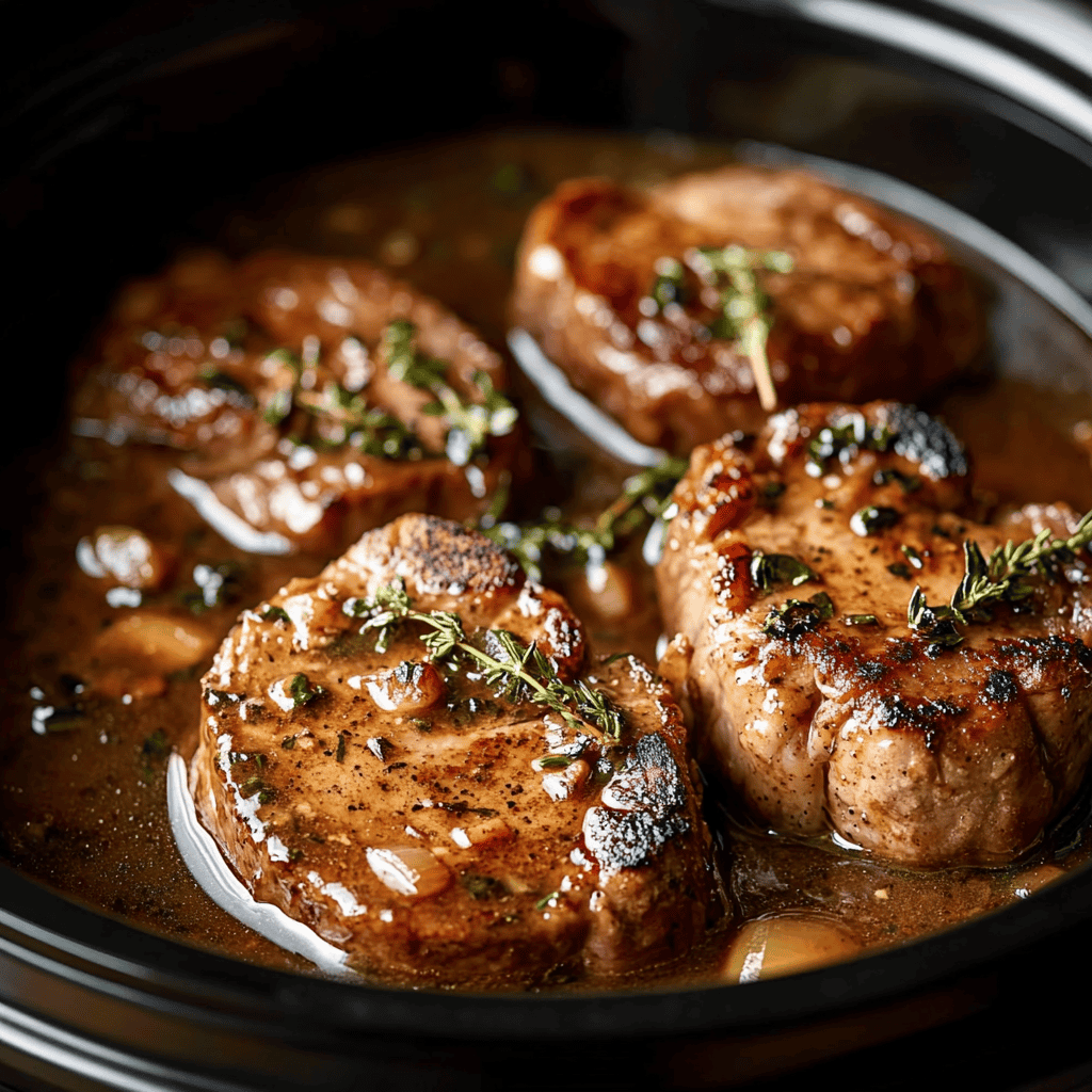 CROCK POT SMOTHERED PORK CHOPS