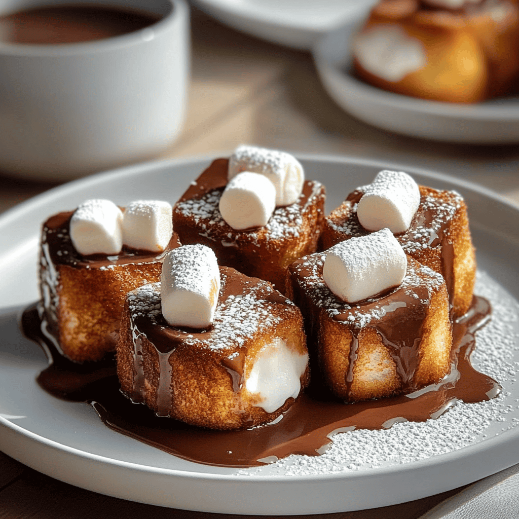 Marshmallow Stuffed Hot Chocolate French Toast Bites