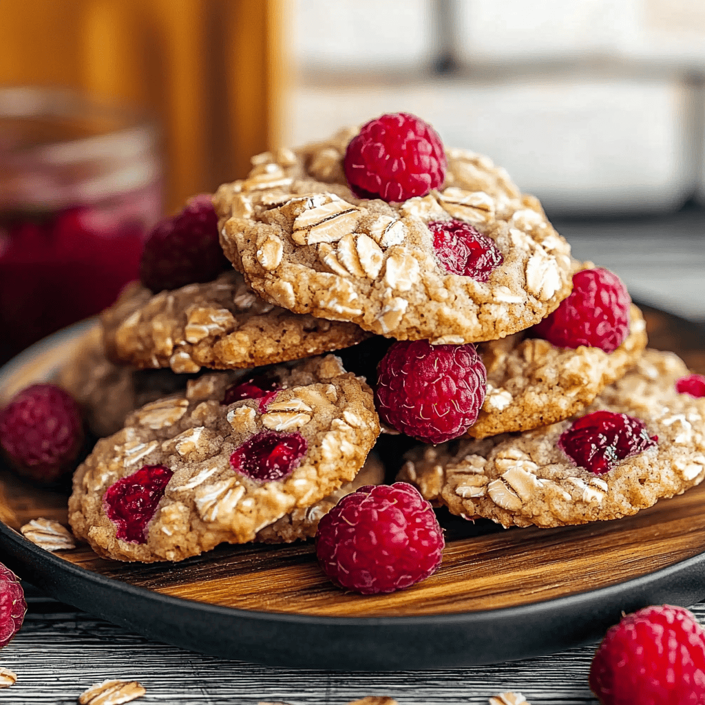 Raspberry Almond Oat Breakfast Cookies