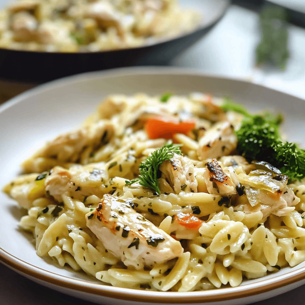 Creamy Chicken Mozzarella Orzo