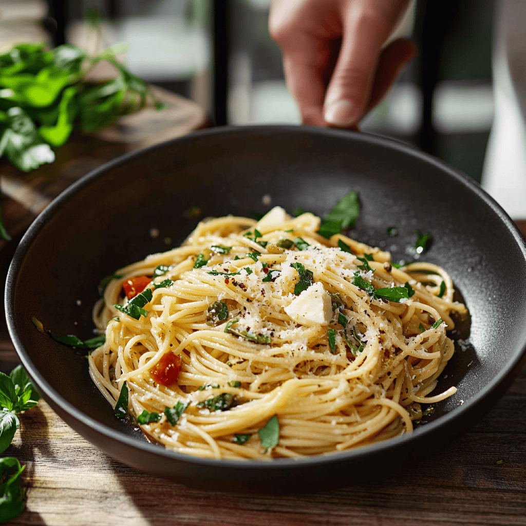 Simple Mediterranean Olive Oil Pasta
