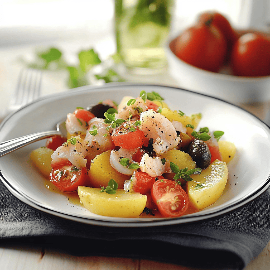 Salade de pommes de terre au thon et tomates