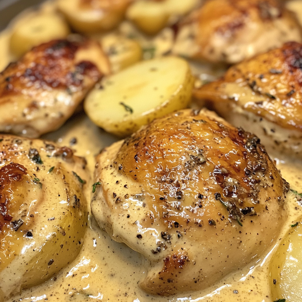 Delicious Chicken and Potatoes with Dijon Cream Sauce Recipe