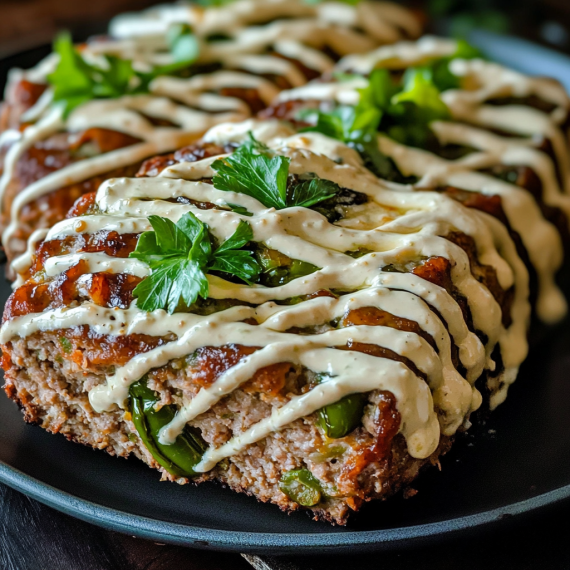 Smoky Jalapeño Popper Meatloaf with Creamy Ranch Drizzle