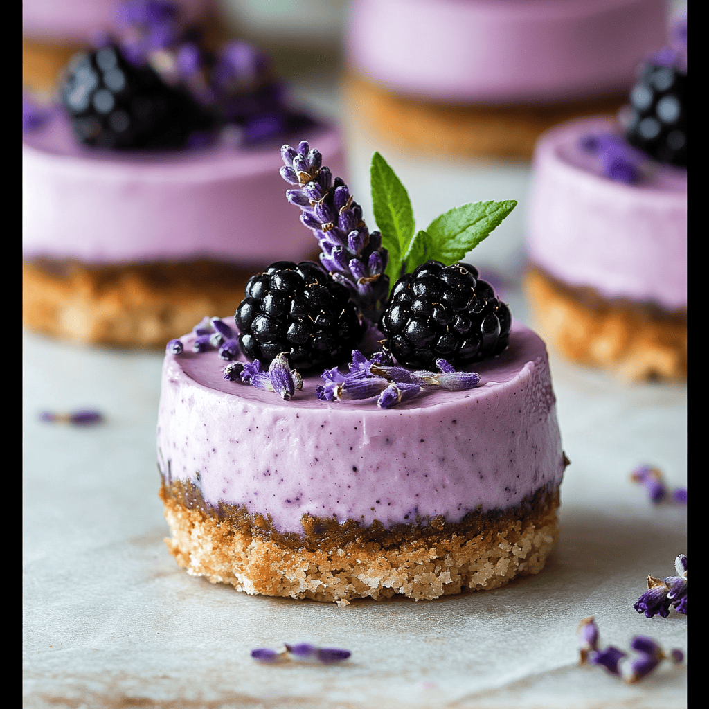 Mini Blackberry Lavender Cheesecakes