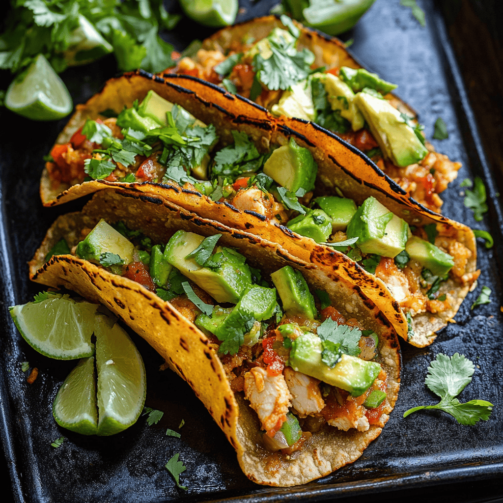 Crispy Poblano Chicken Tacos with Avocado