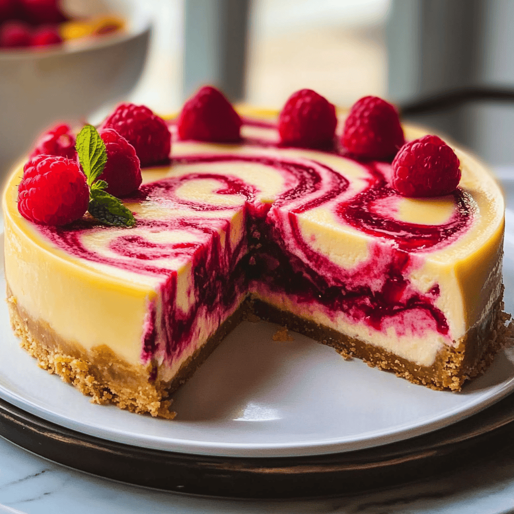 Raspberry Swirl Lemon Cheesecake