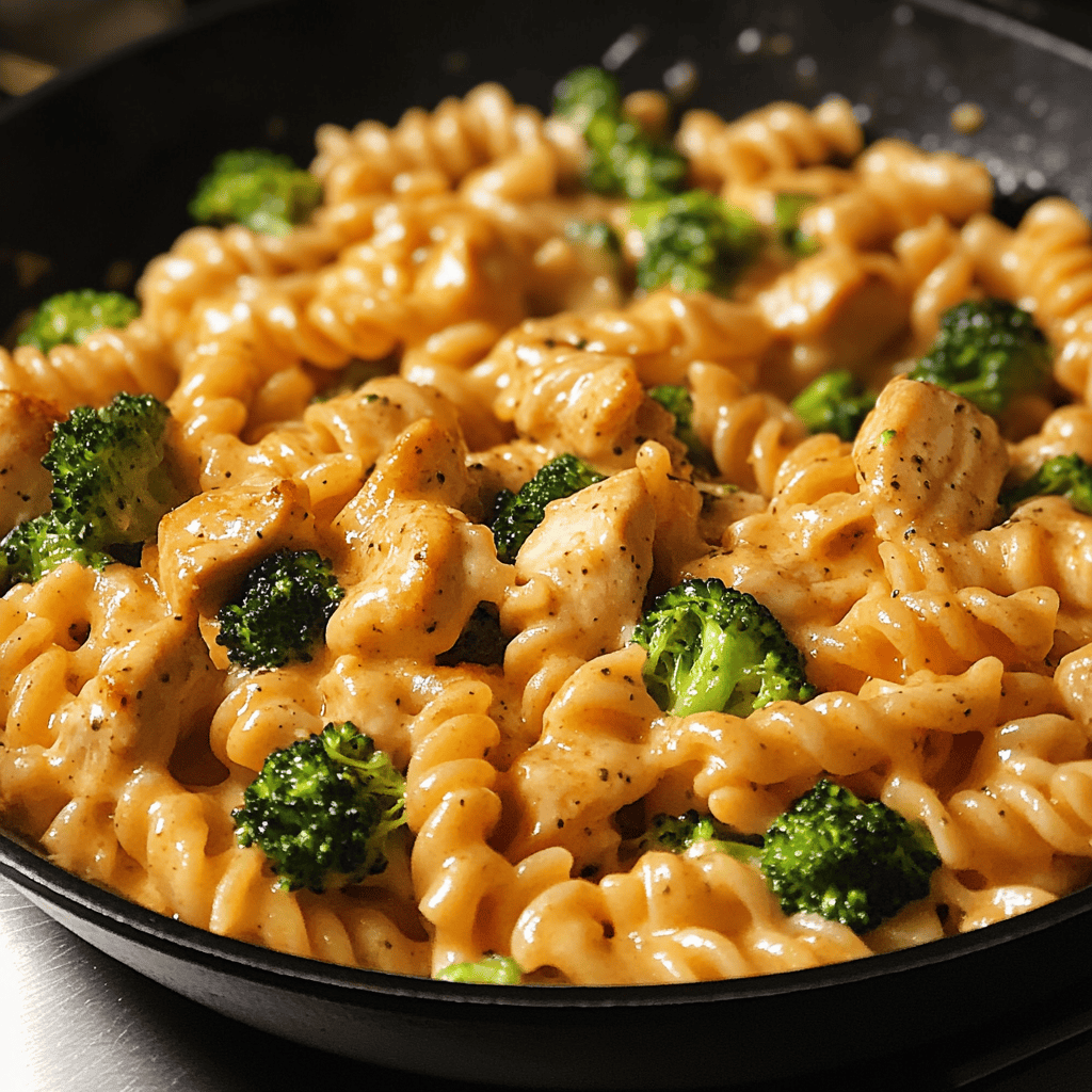Easy Cheesy Ranch Chicken and Broccoli Pasta Skillet Recipe