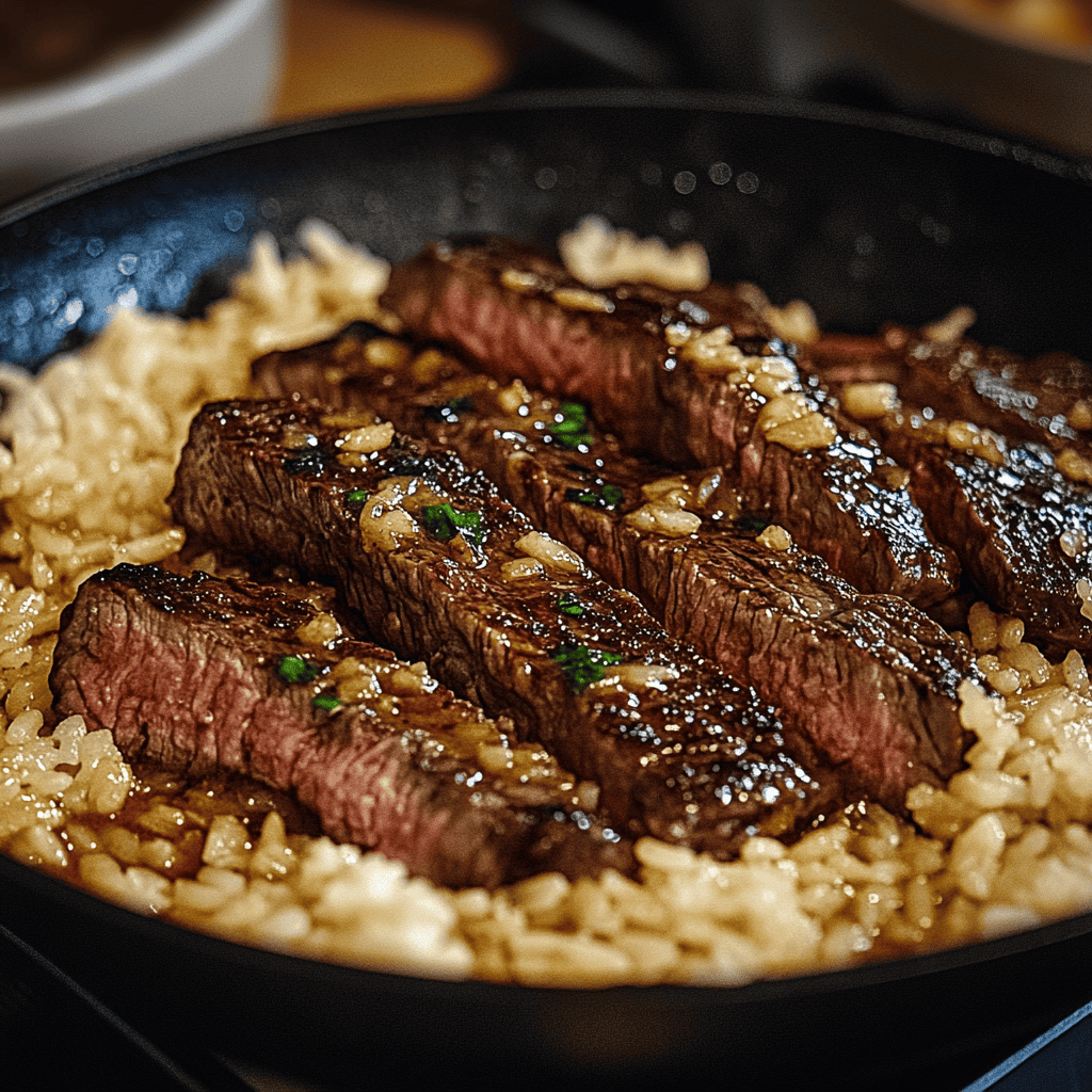 Honey Garlic Butter Steak and Rice Skillet