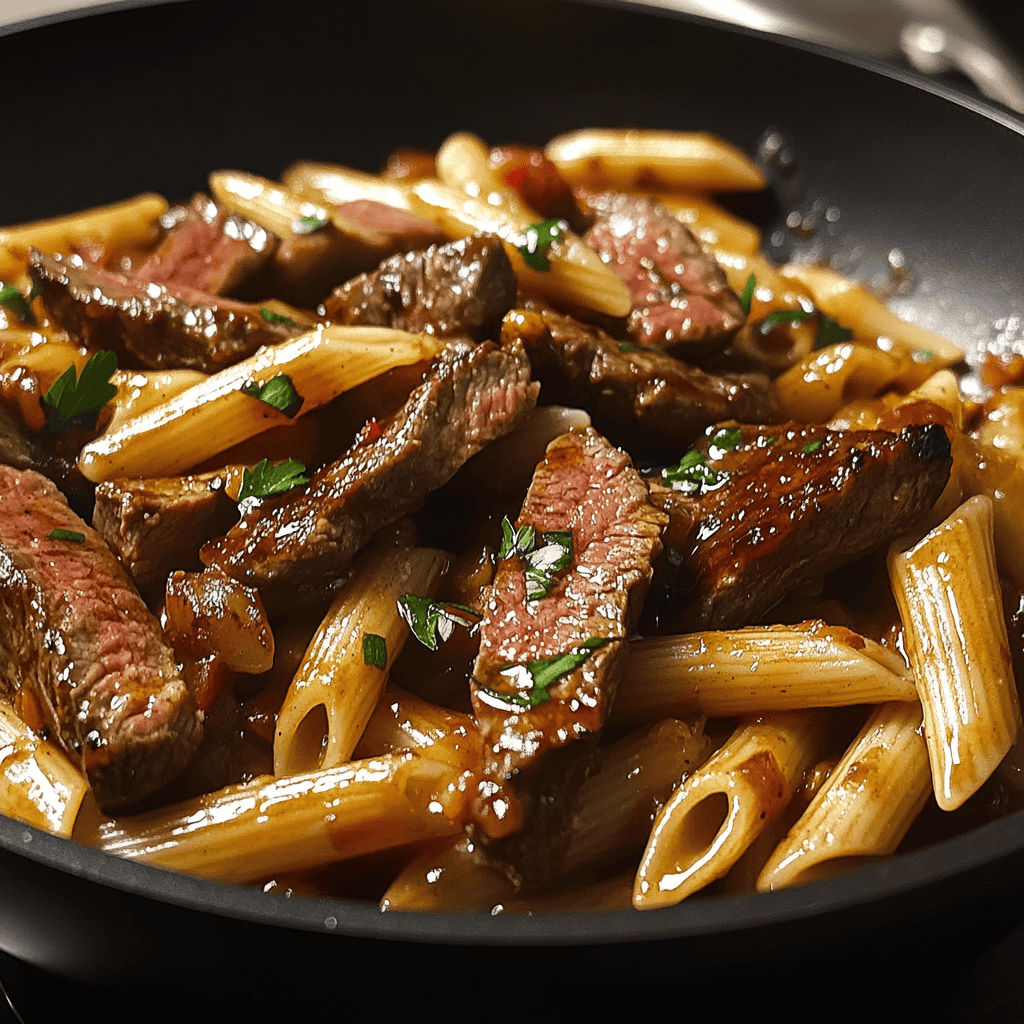 One-Pan Bold Honey BBQ Steak Penne
