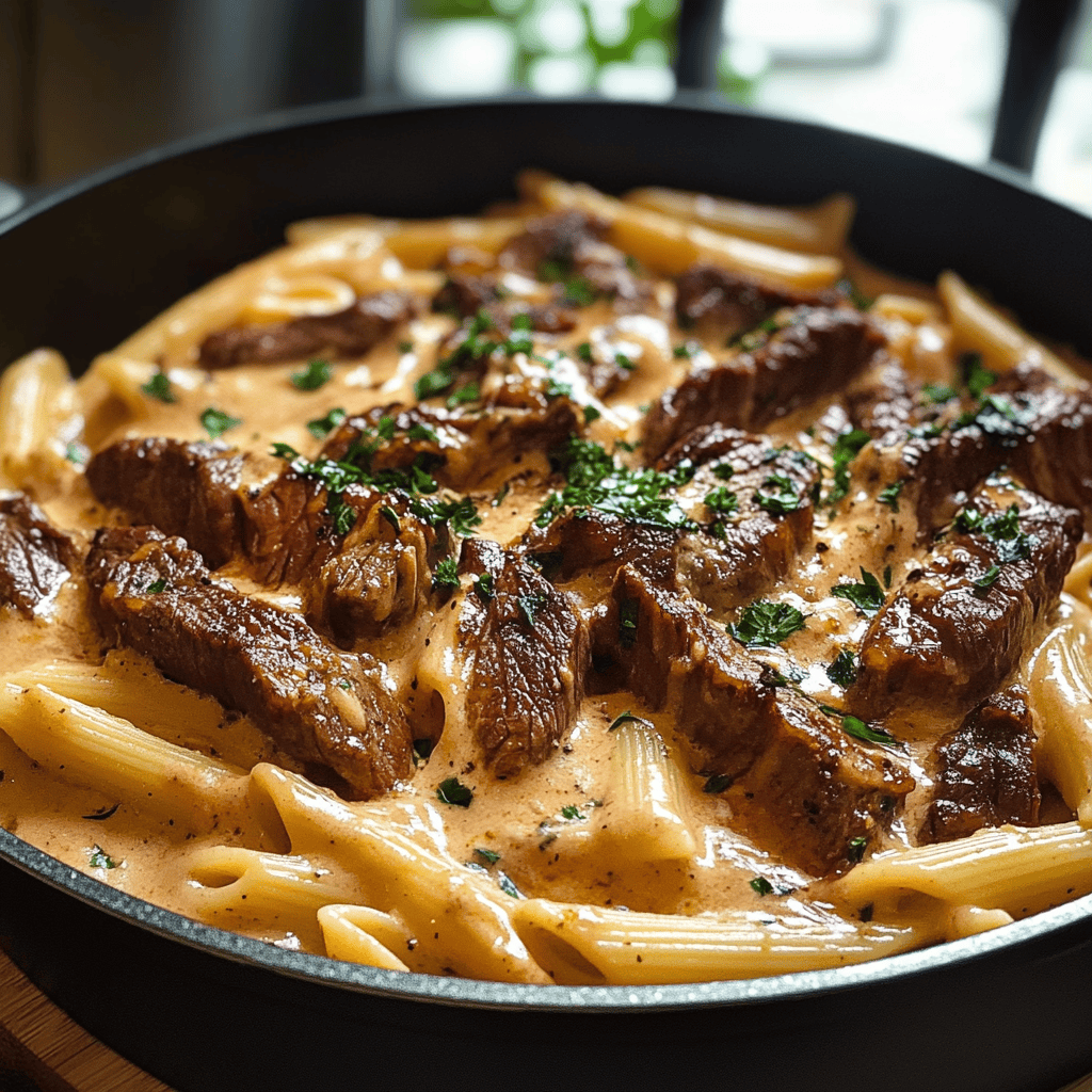 One-Pot Creamy Honey Buffalo Steak Pasta Bake Recipe