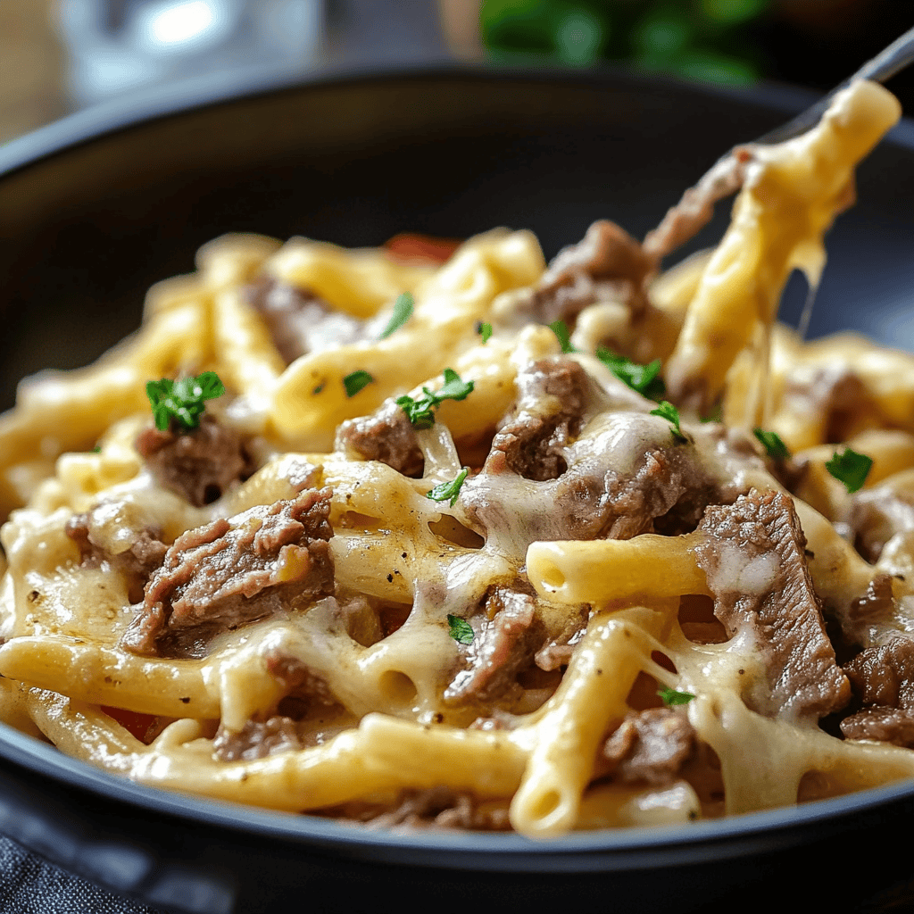 Delicious Philly Cheesesteak Pasta Recipe