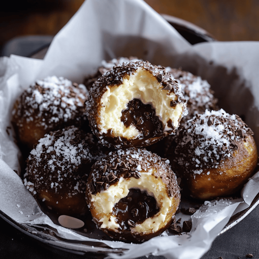 Indulgent Vanilla Cream Filled Cabernet Hot Chocolate Doughnuts