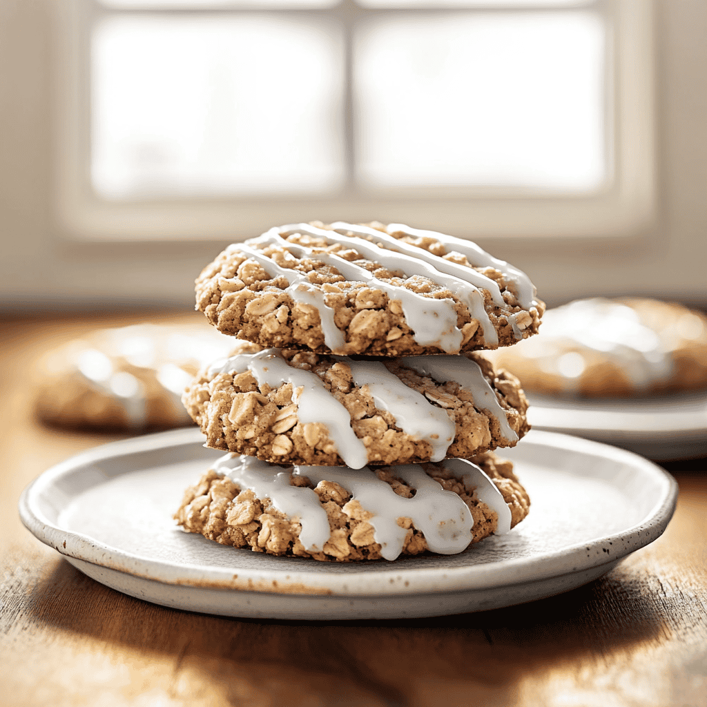Brown Butter Iced Oatmeal Cookies