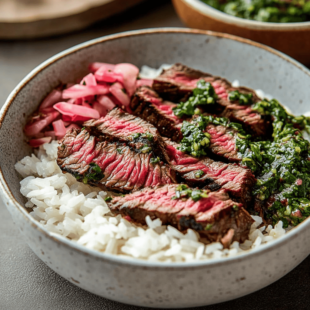 Delicious Skirt Steak Rice Bowls with Chimichurri Recipe