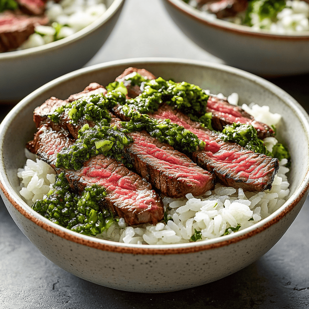 Skirt Steak Rice Bowls with Chimichurri