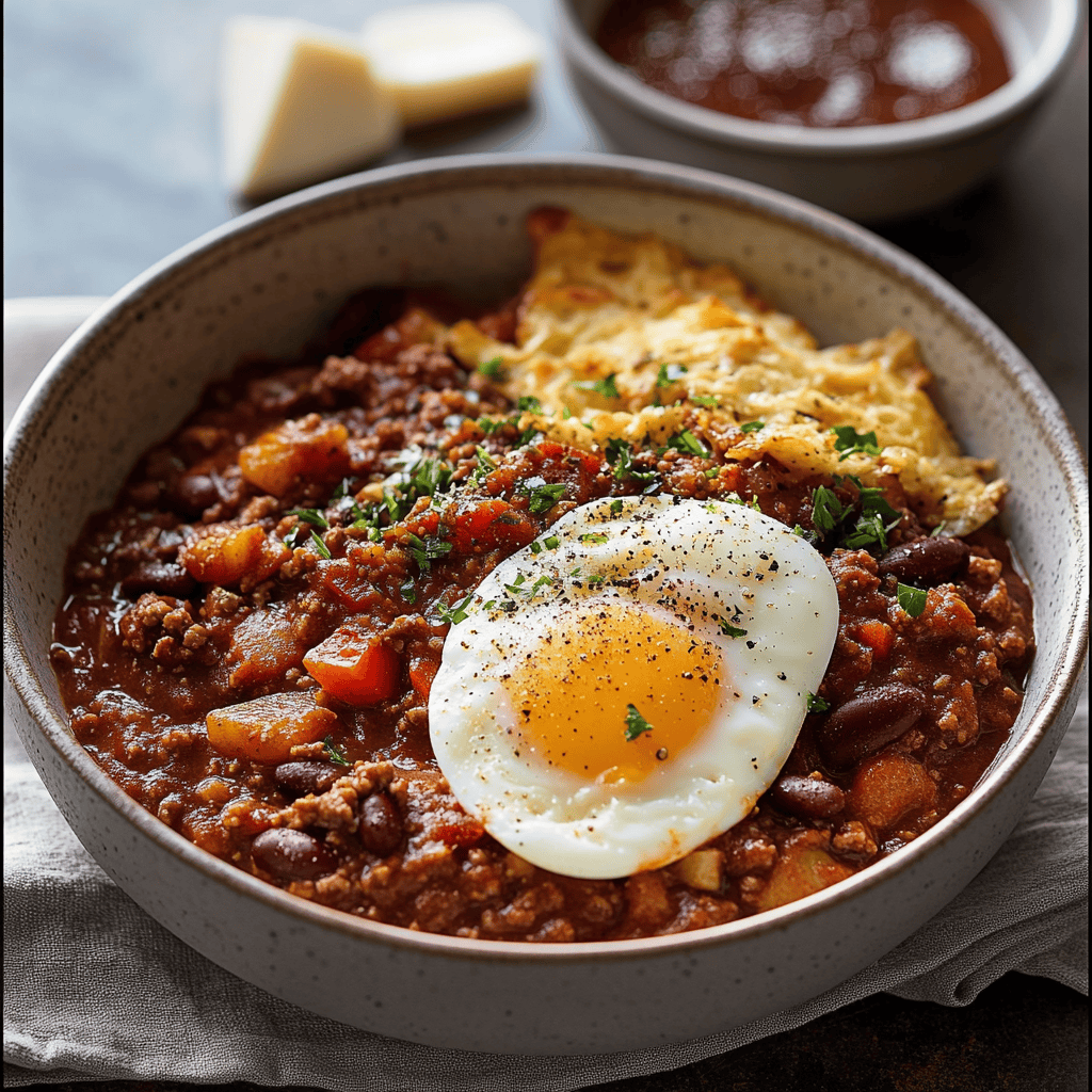 Delicious Breakfast Chili and Eggs Recipe