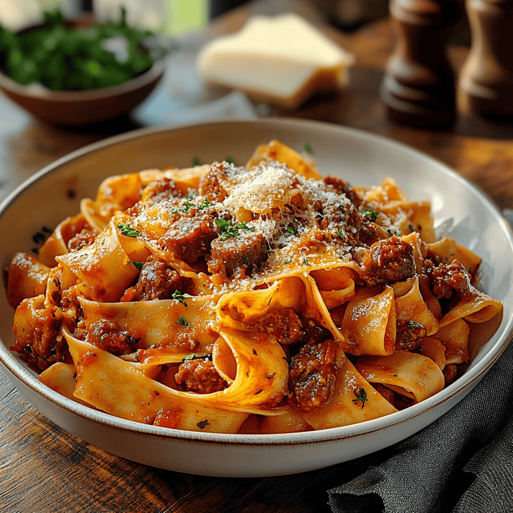 Creamy Calabrian Chili Pappardelle with Sausage
