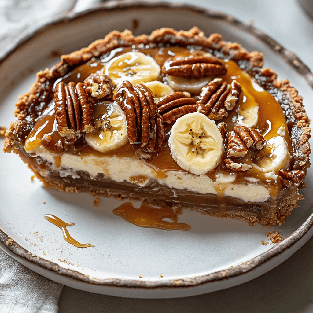 No-Bake Banana Caramel Pecan Pie