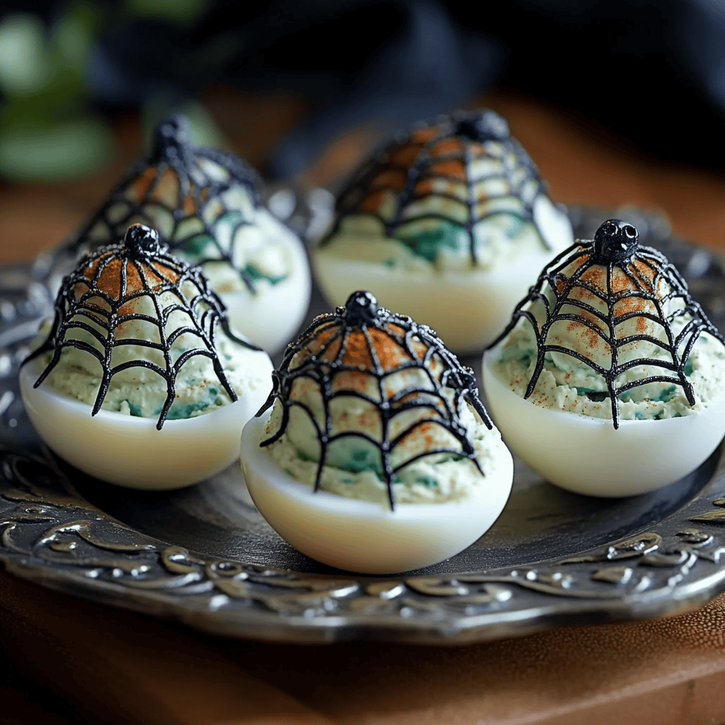 Spooky Spiderweb Deviled Eggs Recipe for Halloween