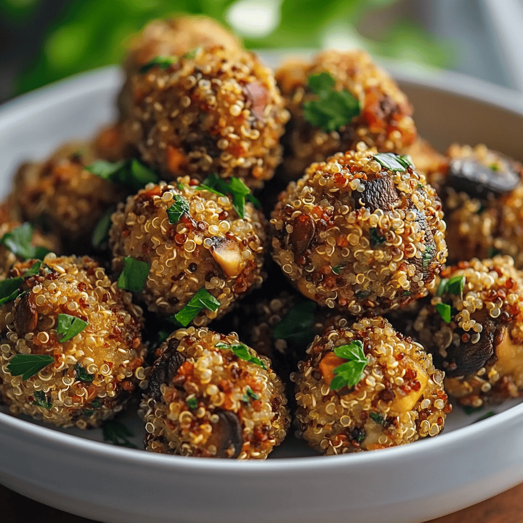 veggie quinoa mushroom balls