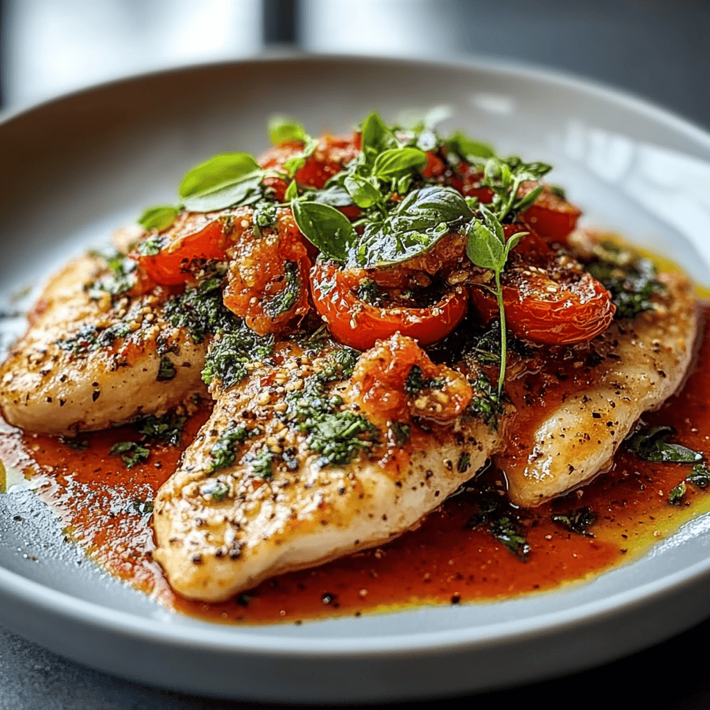 Savory Herb Chicken with Tomato Topping Recipe