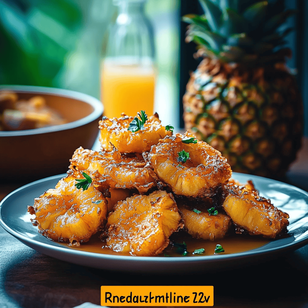 Rum-Soaked Fried Pineapple