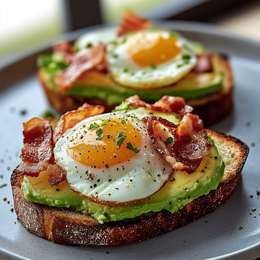 Avocado Bacon and Egg Toasts