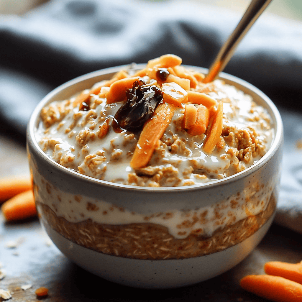 Carrot Cake Overnight Oats with Maple Glaze