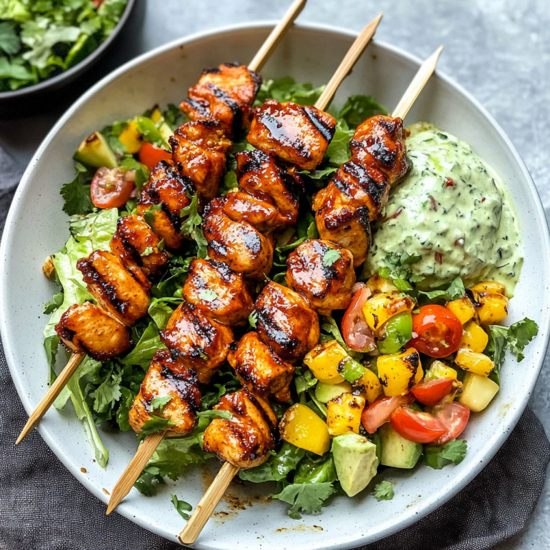 BBQ Chicken Skewer Salad: Fresh Meets Smoky in Every Bite