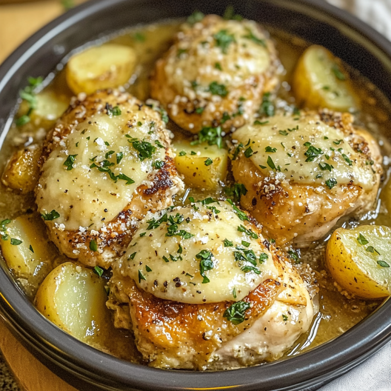 Crockpot Garlic Parmesan Chicken and Potatoes