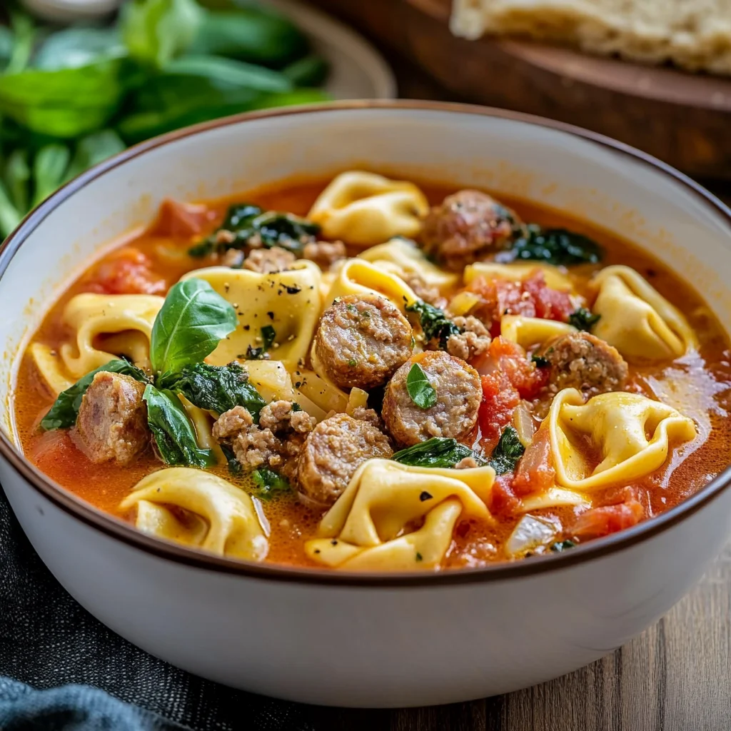 Easy One Pot Italian Sausage Tortellini Soup Recipe