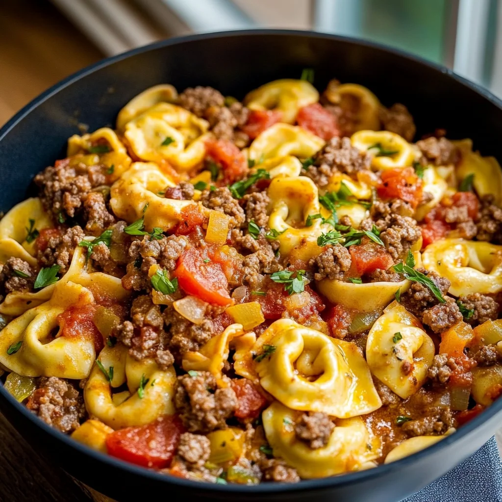 One Pot Cheeseburger Tortellini