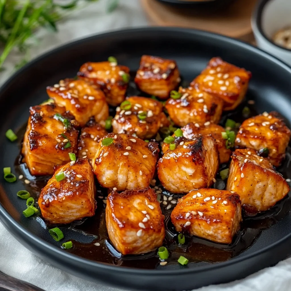 Honey Garlic Salmon Bites