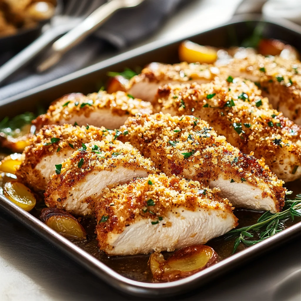 Easy Parmesan Crusted Chicken Sheet Pan Dinner Recipe